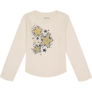 image:imageNautica Girls Long Sleeve Graphic TShirtEgret Shooting Stars