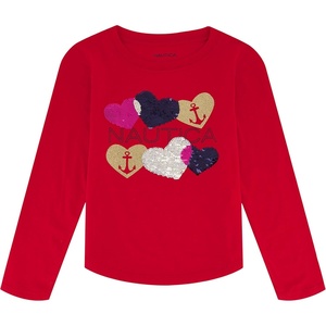 image:imageNautica Girls Long Sleeve Graphic TShirtRed Heart Anchor
