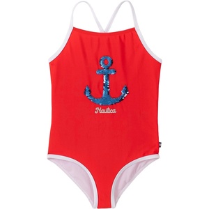 image:imageNautica Girls OnePiece Swimsuit with UPF 50 Sun Protection Quick Drying Bathing SuitFiery Red Anchor