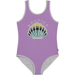image:imageNautica Girls OnePiece Swimsuit with UPF 50 Sun Protection Quick Drying Bathing SuitLavendula Seashell Sequin