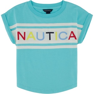 image:imageNautica Girls Short Sleeve Graphic Logo TShirt Everyday Casual Wear Soft amp Comfortable FitBlue Radiance