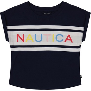image:imageNautica Girls Short Sleeve Graphic Logo TShirt Everyday Casual Wear Soft amp Comfortable FitPeacoat Billboard