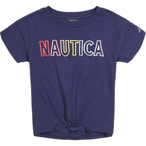 image:imageNautica Girls Short Sleeve Graphic Logo TShirt Everyday Casual Wear Soft amp Comfortable FitPeacoat Tiefront