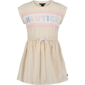 image:imageNautica Girls Short Sleeve Jersey Tee Dress with Elastic Cinched Waist Fun Designs amp ColorsWhite Swan Logo