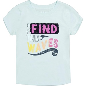 image:imageNautica Girls Short Sleeve Legacy TShirt with Flip Sequin Design Cotton Tee with Tagless InteriorBlue Light Waves