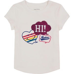 image:imageNautica Girls Short Sleeve Legacy TShirt with Flip Sequin Design Cotton Tee with Tagless InteriorBright White Hi