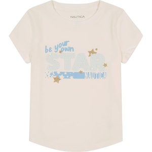 image:imageNautica Girls Short Sleeve Legacy TShirt with Flip Sequin Design Cotton Tee with Tagless InteriorBright White Star Sequin