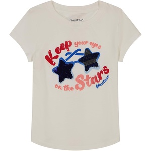 image:imageNautica Girls Short Sleeve Legacy TShirt with Flip Sequin Design Cotton Tee with Tagless InteriorBright White Stars