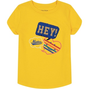 image:imageNautica Girls Short Sleeve Legacy TShirt with Flip Sequin Design Cotton Tee with Tagless InteriorMaize Hey