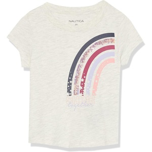 image:imageNautica Girls Short Sleeve Legacy TShirt with Flip Sequin Design Cotton Tee with Tagless InteriorOatmeal Rainbow Sequin