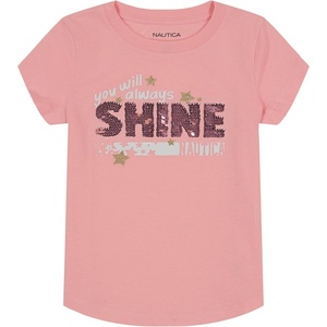 image:imageNautica Girls Short Sleeve Legacy TShirt with Flip Sequin Design Cotton Tee with Tagless InteriorPink Dolphin Sequin Shine