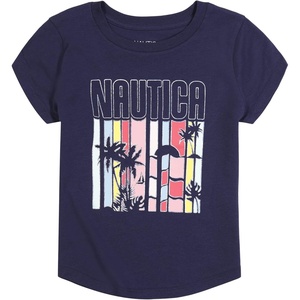 image:imageNautica Girls Short Sleeve TShirt with Fun Graphic Design Cotton Tee with Tagless InteriorPeacoat Palm
