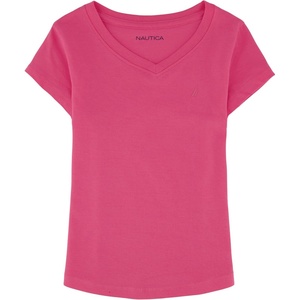 image:imageNautica Girls Short Sleeve VNeck TShirt Solid Cotton Blend Tee with Tagless InteriorCarmine Rose