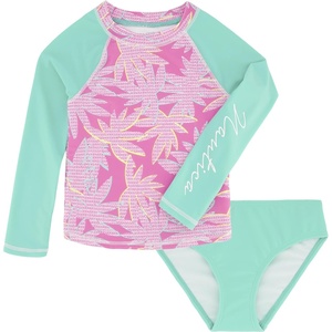 image:imageNautica Girls Twopiece Rashguard Swimsuit Set UPF 50 Sun Protection QuickDry Bathing SuitCockatoo Palm