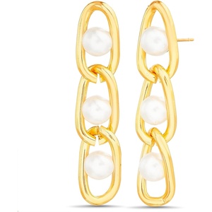 image:imageNautica Link Chain Simulated Pearl Dangle Earrings for Women