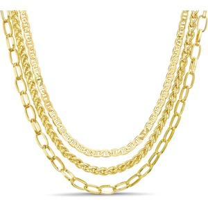 image:imageNautica Mariner Link Wheat Chain Necklace Set for Women 14K Yellow Gold Plated Alloy 14  20 Inches