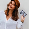 image:imageNautica High Tide Small Wallet for Women RFID Blocking Slim Credit Card Holder with Zipper Coin Pocket Bifold Compact Wallet with ID Window Black PrintedGlacial Blue