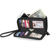 image:imageNautica On The Double Zip Around Vegan Leather Womens RFID Clutch Wallet With Wristlet Strap Indigo RedBlack