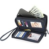 image:imageNautica On The Double Zip Around Vegan Leather Womens RFID Clutch Wallet With Wristlet Strap Indigo RedIndigoRed