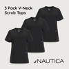 image:imageNautica Scrub Tops Women  3 Pack Stretch Fabric VNeck Nurse Shirt3 Pack BlkBlkBlk