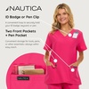 image:imageNautica Scrub Tops Women  3 Pack Stretch Fabric VNeck Nurse Shirt3 Pack BlkChrFus
