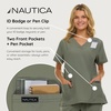 image:imageNautica Scrub Tops Women  3 Pack Stretch Fabric VNeck Nurse Shirt3 Pack BlkChrOlv