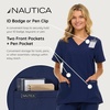image:imageNautica Scrub Tops Women  3 Pack Stretch Fabric VNeck Nurse Shirt3 Pack BlkNvyCeil
