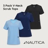 image:imageNautica Scrub Tops Women  3 Pack Stretch Fabric VNeck Nurse Shirt3 Pack BlkNvyCeil