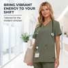 image:imageNautica Scrub Tops Women  Stretch Fabric Medical Nurse Shirt VNeckOlive