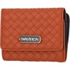 image:imageNautica Rowers End Small Wallet for Women RFID Blocking Slim Credit Card Holder with Zipper Coin Pocket Bifold Compact Wallet with ID Window in Indigo BoneWoven Cognac