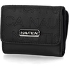 image:imageNautica Rowers End Small Wallet for Women RFID Blocking Slim Credit Card Holder with Zipper Coin Pocket Bifold Compact Wallet with ID Window in Indigo BoneBlack Embossed
