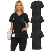 image:imageNautica Scrub Tops Women  3 Pack Stretch Fabric VNeck Nurse Shirt3 Pack BlkBlkBlk