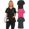 image:imageNautica Scrub Tops Women  3 Pack Stretch Fabric VNeck Nurse Shirt3 Pack BlkChrFus