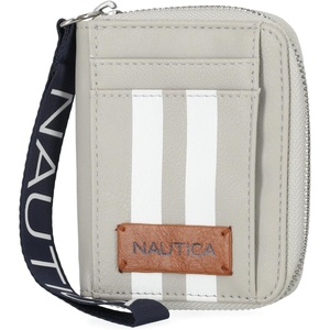 image:imageNautica Everglades Small Wallet for Women Compact Thin Wristlet Credit Card Wallet with ID Window Zippered Coin Purse BlackDove RacingStripe