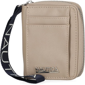 image:imageNautica Everglades Small Wallet for Women Compact Thin Wristlet Credit Card Wallet with ID Window Zippered Coin Purse BlackTaupe