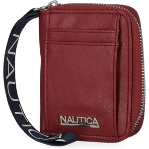 image:imageNautica Everglades Small Wallet for Women Compact Thin Wristlet Credit Card Wallet with ID Window Zippered Coin Purse BlackWine