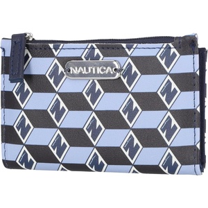 image:imageNautica High Tide Small Wallet for Women RFID Blocking Slim Credit Card Holder with Zipper Coin Pocket Bifold Compact Wallet with ID Window Black PrintedGlacial Blue