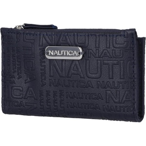 image:imageNautica High Tide Small Wallet for Women RFID Blocking Slim Credit Card Holder with Zipper Coin Pocket Bifold Compact Wallet with ID Window Black PrintedIndigo Printed