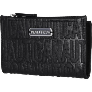 image:imageNautica High Tide Small Wallet for Women RFID Blocking Slim Credit Card Holder with Zipper Coin Pocket Bifold Compact Wallet with ID Window Black PrintedBlack Printed