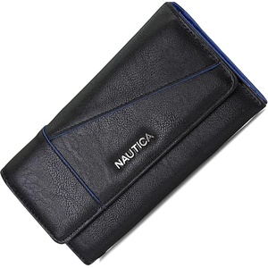 image:imageNautica Money Manager Womens Slim RFID Blocking Wallet Small Bifold Credit Card Holder with Zipper Coin Pocket and ID WindowBlack