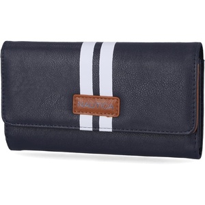 image:imageNautica Money Manager Womens Slim RFID Blocking Wallet Small Bifold Credit Card Holder with Zipper Coin Pocket and ID WindowIndigo Racing Stripe