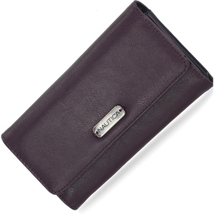 image:imageNautica Money Manager Womens Slim RFID Blocking Wallet Small Bifold Credit Card Holder with Zipper Coin Pocket and ID WindowPlum