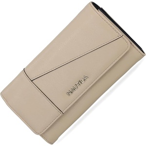 image:imageNautica Money Manager Womens Slim RFID Blocking Wallet Small Bifold Credit Card Holder with Zipper Coin Pocket and ID WindowTaupe