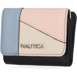 image:imageNautica Rowers End Small Wallet for Women RFID Blocking Slim Credit Card Holder with Zipper Coin Pocket Bifold Compact Wallet with ID Window in Indigo BoneColorblock Indigo