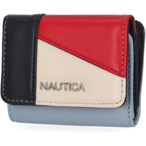 image:imageNautica Rowers End Small Wallet for Women RFID Blocking Slim Credit Card Holder with Zipper Coin Pocket Bifold Compact Wallet with ID Window in Indigo BoneColorblock Blue