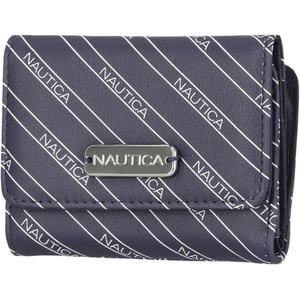 image:imageNautica Rowers End Small Wallet for Women RFID Blocking Slim Credit Card Holder with Zipper Coin Pocket Bifold Compact Wallet with ID Window in Indigo BoneIndigoBone