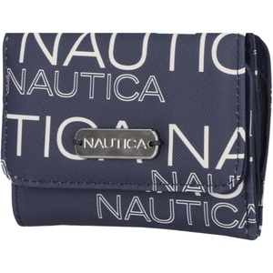 image:imageNautica Rowers End Small Wallet for Women RFID Blocking Slim Credit Card Holder with Zipper Coin Pocket Bifold Compact Wallet with ID Window in Indigo BoneWave Dreamer IndigoChalk