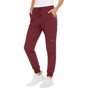 image:imageNautica Scrub Pants for Women  Jogger Cuffs 5Pocket Stretch FabricCabernet