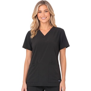 image:imageNautica Scrub Tops Women  Stretch Fabric Medical Nurse Shirt VNeckBlack