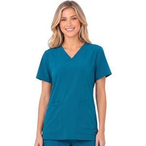 image:imageNautica Scrub Tops Women  Stretch Fabric Medical Nurse Shirt VNeckCarribean